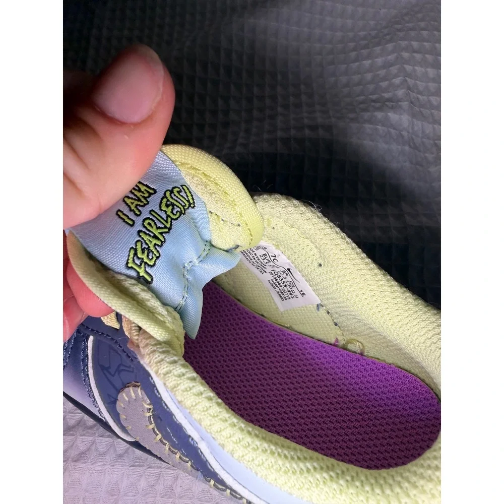 Nike Dunk Low SE I Am Fearless Midnight Navy Citron Toddler Size 7C FB8028-491